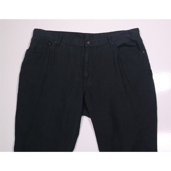John Varvatos Men's Black 5-Pocket 100% Linen Classic-Straight Pants 38x25 - Picture 1 of 8